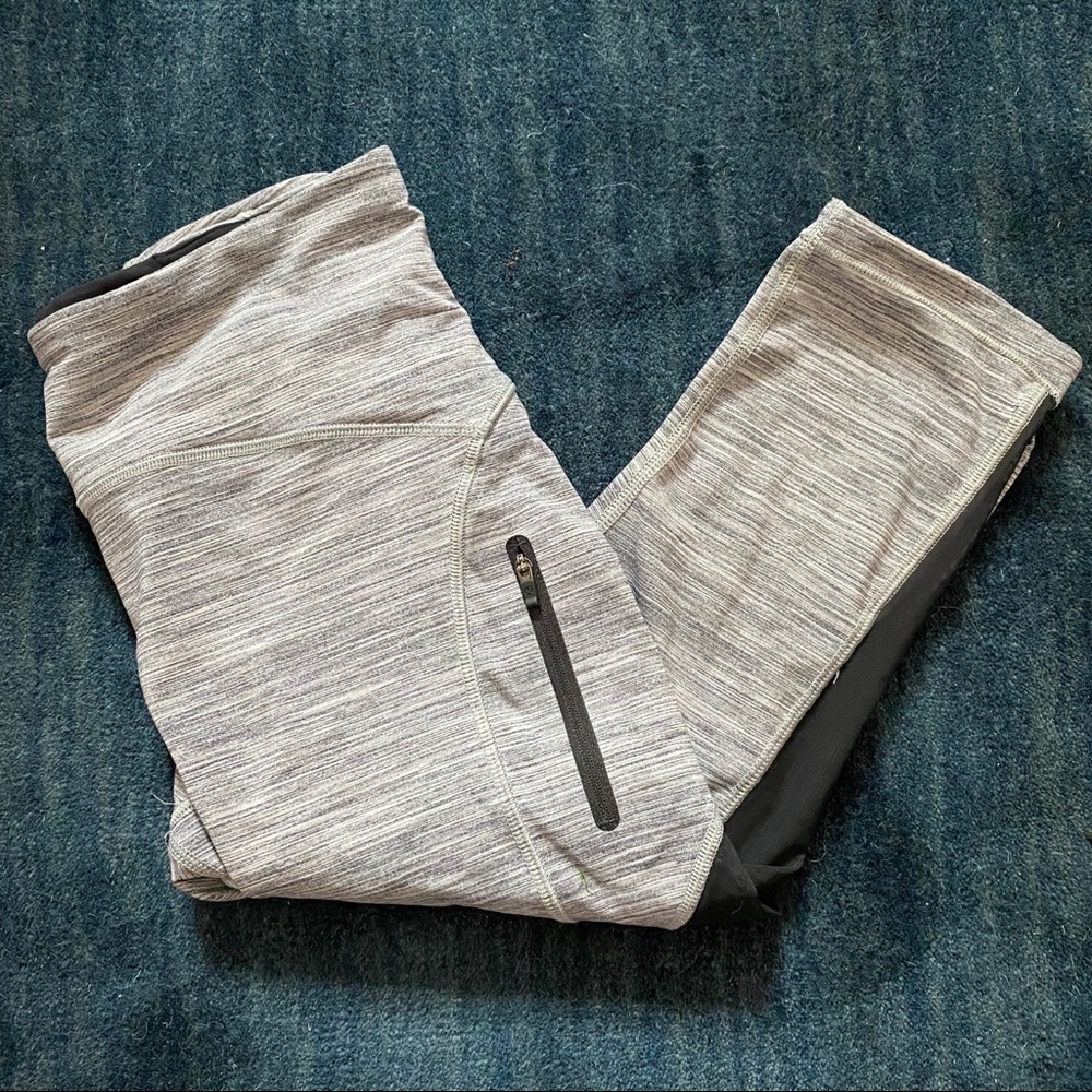 Crop Lulu lemon leggings mesh black & heather grey
